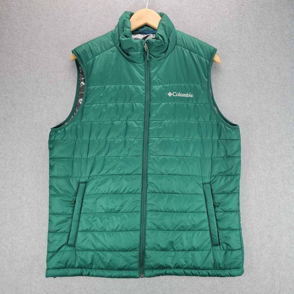 Columbia‎ Powder Lite Vest Mens M Green Omni-Heat Insulated Puffer XM0041-313